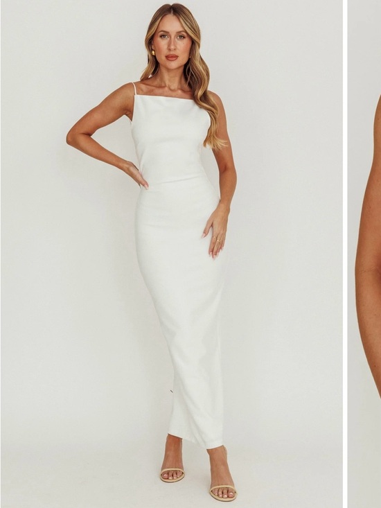 Yindi Backless Boat Neck Maxi Dress White